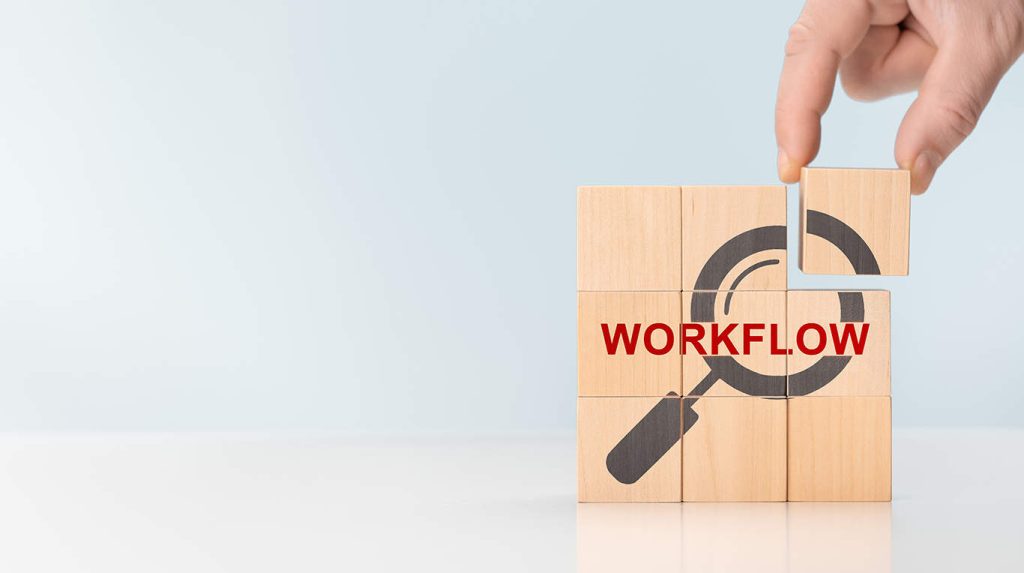 Hand organizing workflow blocks to streamline processes and track time