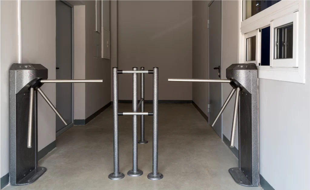 Turnstile access control integrated with biometric time and attendance system