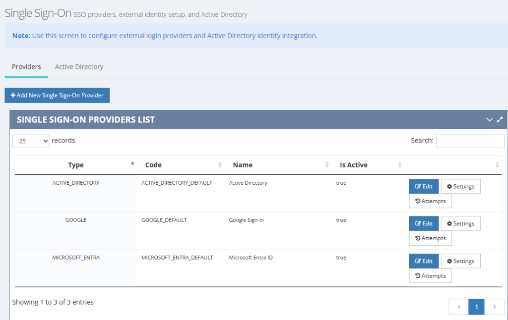 Single Sign‑On providers